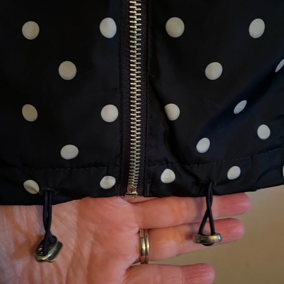 Merona Peacoat Raincoat dark navy blue w/white polka dots size S - Picture 7 of 9